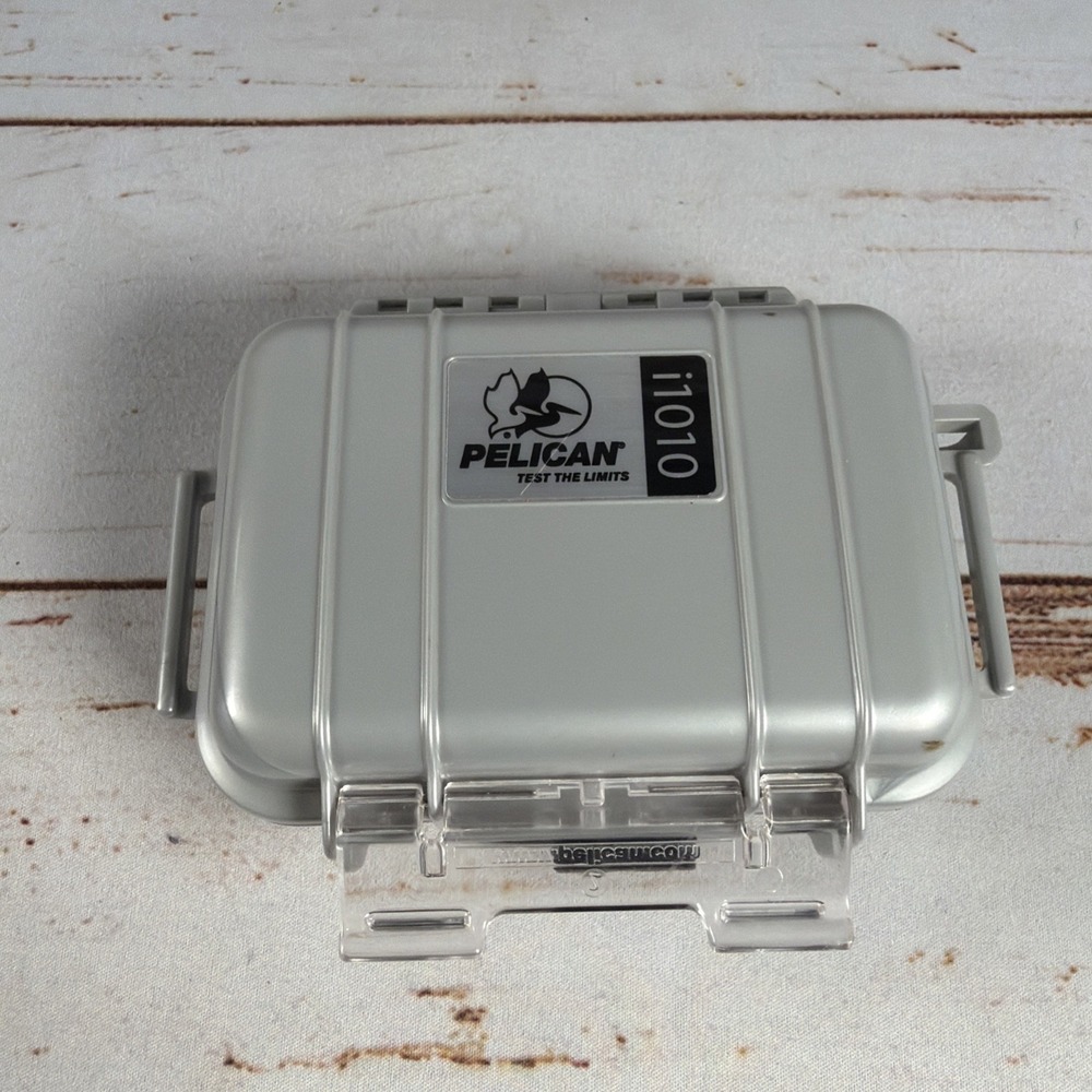 Pelican i1010 Silver Micro Case Waterproof iPod Hard Case w/ Aux Jack Used